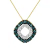 Haus Of Brilliance 14k Yellow Gold Plated .925 Sterling Silver 1/2 Cttw Color Treated Diamond Square Pendant Necklace In Multi