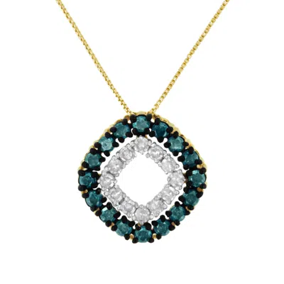 Haus Of Brilliance 14k Yellow Gold Plated .925 Sterling Silver 1/2 Cttw Color Treated Diamond Square Pendant Necklace In Multi
