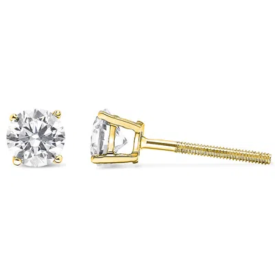Haus Of Brilliance 14k Yellow Gold Plated .925 Sterling Silver 1/2 Cttw Round Brilliant-cut Diamond Classic 4-prong Stu