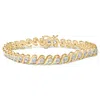 Haus Of Brilliance 14k Yellow Gold Plated .925 Sterling Silver 1/2 Cttw Round Miracle-set Diamond S-curve Tennis Bracel In Silver