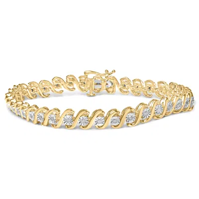 Haus Of Brilliance 14k Yellow Gold Plated .925 Sterling Silver 1/2 Cttw Round Miracle-set Diamond S-curve Tennis Bracel