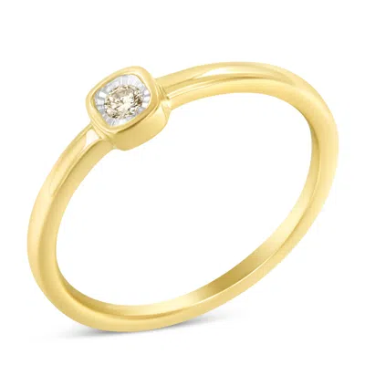 Haus Of Brilliance 14k Yellow Gold Plated .925 Sterling Silver 1/20 Carat Diamond Square Cushion-shaped Miracle Set Pet