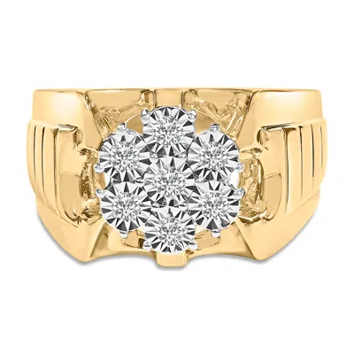 Haus Of Brilliance 14k Yellow Gold Plated .925 Sterling Silver 1/3 Cttw Miracle-set Floral Diamond Cluster Ring