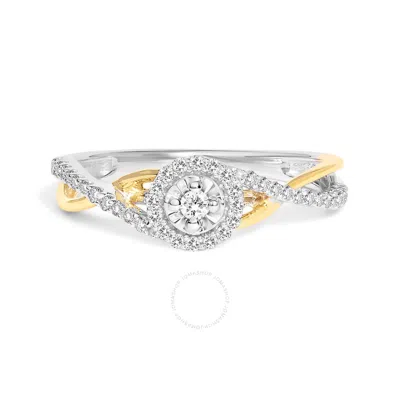 HAUS OF BRILLIANCE HAUS OF BRILLIANCE 14K YELLOW GOLD PLATED .925 STERLING SILVER 1/4 CTTW DIAMOND BYPASS AND HALO PROM