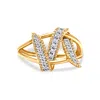 Haus Of Brilliance 14k Yellow Gold Plated .925 Sterling Silver 1/4 Cttw Diamond Interlocking Bypass Ring In Yellow