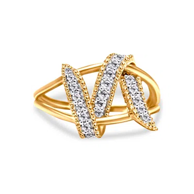 Haus Of Brilliance 14k Yellow Gold Plated .925 Sterling Silver 1/4 Cttw Diamond Interlocking Bypass Ring