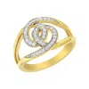 Haus Of Brilliance 14k Yellow Gold Plated .925 Sterling Silver 1/4 Cttw Diamond Interlocking Loop Open Shank Bypass Rin In Yellow