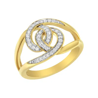 Haus Of Brilliance 14k Yellow Gold Plated .925 Sterling Silver 1/4 Cttw Diamond Interlocking Loop Open Shank Bypass Rin