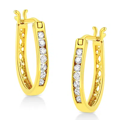Haus Of Brilliance 14k Yellow Gold Plated .925 Sterling Silver 1/4 Cttw Diamond Leverback 3/4" Inch Hoop Earrings