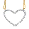 Haus Of Brilliance 14k Yellow Gold Plated .925 Sterling Silver 1/4 Cttw Diamond Open Heart With Paperclip Chain Pendant In Yellow