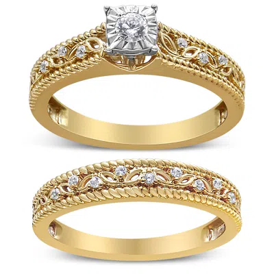 Haus Of Brilliance 14k Yellow Gold Plated .925 Sterling Silver 1/5 Cttw Diamond Art Deco Style Engagement Ring Bridal S