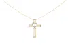 Haus Of Brilliance 14k Yellow Gold Plated .925 Sterling Silver 1/6 Cttw Diamond Interlocking Heart And Ribbon Cross Pen In Yellow
