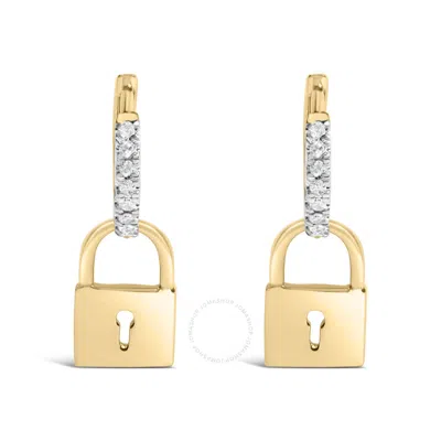 HAUS OF BRILLIANCE HAUS OF BRILLIANCE 14K YELLOW GOLD PLATED .925 STERLING SILVER 1/6 CTTW DIAMOND LOCK HOOP EARRING