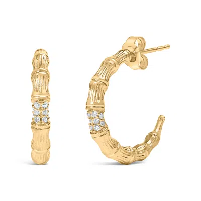 Haus Of Brilliance 14k Yellow Gold Plated .925 Sterling Silver 1/6 Cttw Hammered J Hoop Earrings