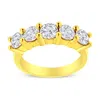 Haus Of Brilliance 14k Yellow Gold Plated .925 Sterling Silver 2.0 Cttw Shared Prong Set Diamond 5 Stone Wedding Band R In Yellow