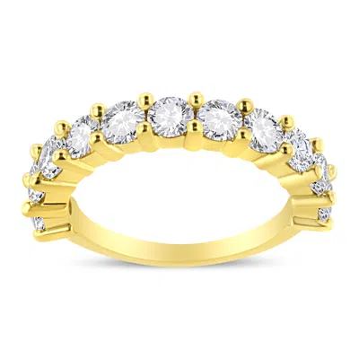 Haus Of Brilliance 14k Yellow Gold Plated .925 Sterling Silver 2.00 Cttw Shared Prong Set Round-diamond 11 Stone Band R