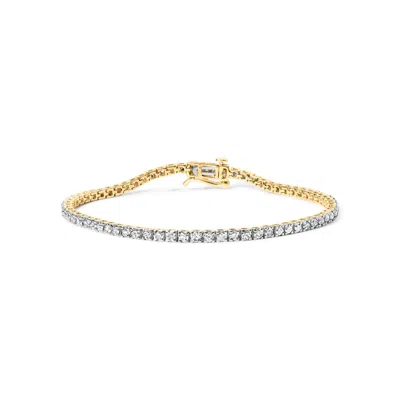 Haus Of Brilliance 14k Yellow Gold Plated .925 Sterling Silver 3.0 Cttw Diamond Tennis Bracelet- Size 7.25"