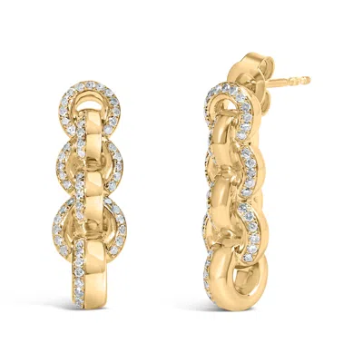Haus Of Brilliance 14k Yellow Gold Plated .925 Sterling Silver 3/4 Cttw Diamond Chain Link Drop Earrings