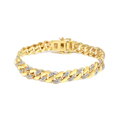 Haus Of Brilliance 14k Yellow Gold Plated .925 Sterling Silver 3/8 Cttw Diamond Cuban Bracelet