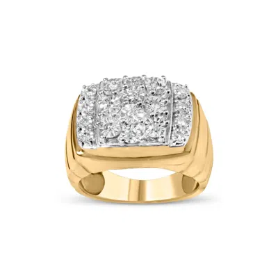 Haus Of Brilliance 14k Yellow Gold Plated .925 Sterling Silver 3/8 Cttw Diamond Miracle Set Mens Cluster Cocktail Ring In Multi