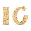 Haus Of Brilliance 14k Yellow Gold Plated .925 Sterling Silver 3/8 Cttw Diamond Pave Pear Link J Hoop Earrings In Yellow