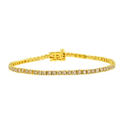 Haus Of Brilliance 14k Yellow Gold Plated .925 Sterling Silver 4 Cttw 4-prong Set Round-cut Diamond Classic Tennis Brac