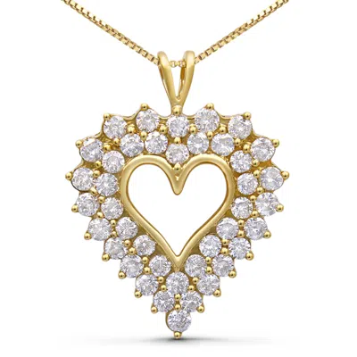 Haus Of Brilliance 14k Yellow Gold Plated .925 Sterling Silver 4.0 Cttw Diamond Shadow Frame Heart 18" Pendant Necklace