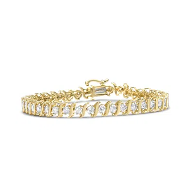 Haus Of Brilliance 14k Yellow Gold Plated .925 Sterling Silver 4.00 Cttw Prong-set Round-cut Diamond S-curve Link Brace
