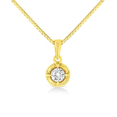 Haus Of Brilliance 14k Yellow Gold Plated .925 Sterling Silver Brilliant Round Cut Diamond Solitaire Milgrain 18" Penda