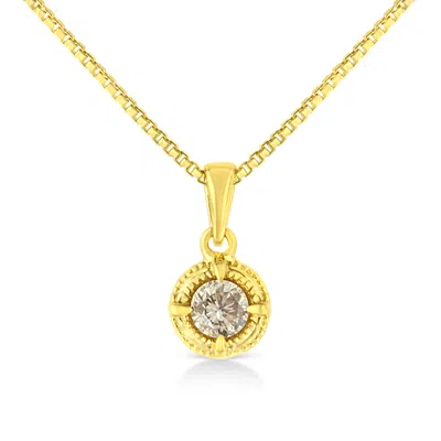 Haus Of Brilliance 14k Yellow Gold Plated .925 Sterling Silver Brilliant Round Cut Diamond Solitaire Milgrain 18" Penda