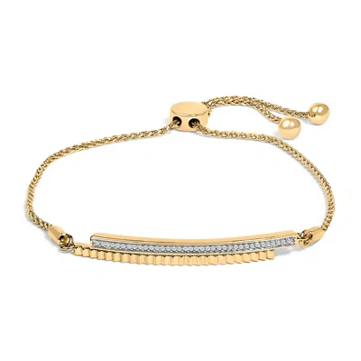 Haus Of Brilliance 14k Yellow Gold Plated .925 Sterling Silver Diamond Accent Double Bar Bolo Bracelet