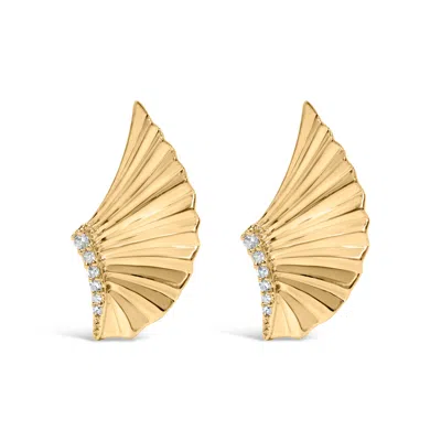 Haus Of Brilliance 14k Yellow Gold Plated .925 Sterling Silver Diamond Accent Fan Wing Stud Earrings
