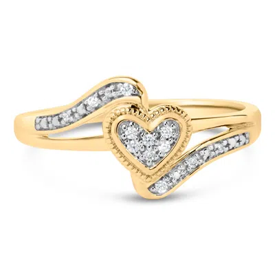Haus Of Brilliance 14k Yellow Gold Plated .925 Sterling Silver Diamond Accent Filigree Heart Promise Ring In Multi