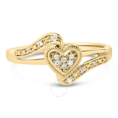 Haus Of Brilliance 14k Yellow Gold Plated .925 Sterling Silver Diamond Accent Filigree Heart Promise In Two Tone