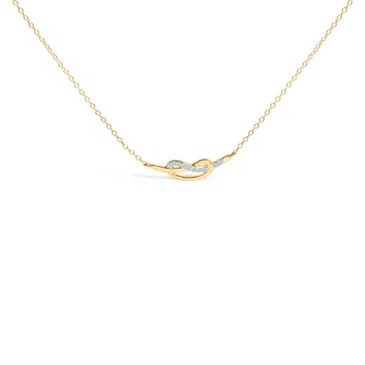 Haus Of Brilliance 14k Yellow Gold Plated .925 Sterling Silver Diamond Accent Infinity Ribbon Pendant Necklace