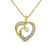 Haus Of Brilliance 14k Yellow Gold Plated .925 Sterling Silver Diamond Accent Ribbon & Heart 18" Pendant Necklace In Gold