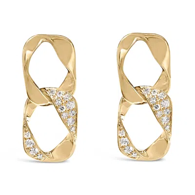 Haus Of Brilliance 14k Yellow Gold Plated .925 Sterling Silver Open Link 1/5 Cttw Diamond Drop Earrings
