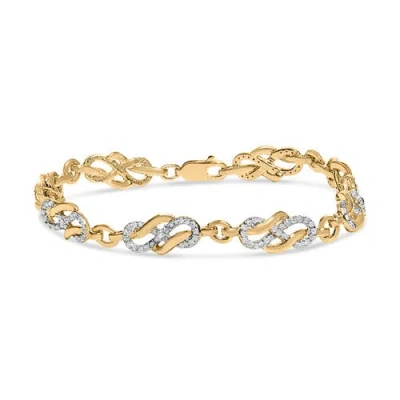 Haus Of Brilliance 14k Yellow Gold Plated .925 Sterling Silver 1.0 Cttw Diamond Infinity Loop And Swirl Link Bracelet