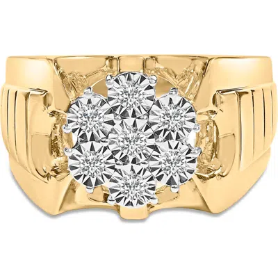Haus Of Brilliance 14k Yellow Gold Plated .925 Sterling Silver 1/3 Cttw Miracle-set Floral Diamond C