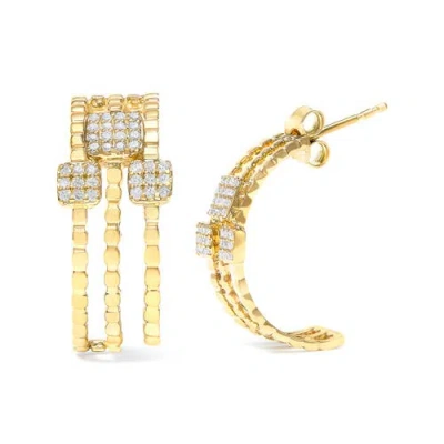 Haus Of Brilliance 14k Yellow Gold Plated Silver 1/4 Cttw Diamond Link Dangle Stud Earrings