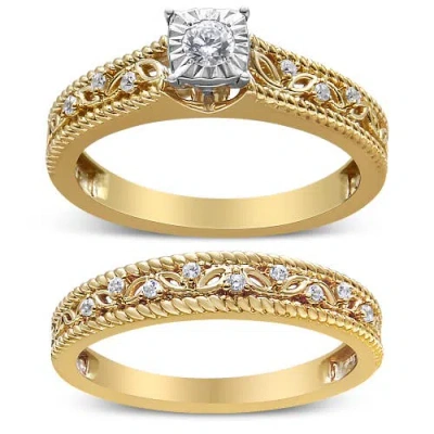 Haus Of Brilliance 14k Yellow Gold Plated .925 Sterling Silver 1/5 Cttw Diamond Art Deco Style Engagement Ring Bridal S