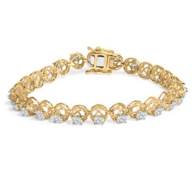 Haus Of Brilliance 14k Yellow Gold Plated .925 Sterling Silver 3 9/10 Cttw Diamond Buttercup Style Tennis Bracelet