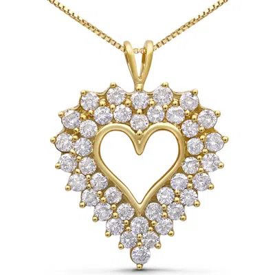 Haus Of Brilliance 14k Yellow Gold Plated Silver 4.0 Cttw Diamond Shadow Frame Heart Pendant Necklac