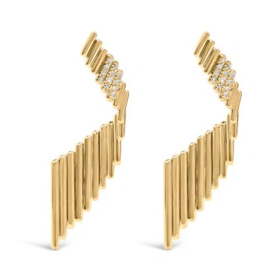 Haus Of Brilliance 14k Yellow Gold Plated .925 Sterling Silver Sculpted Diamond Accent Drop Earrings
