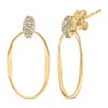 Haus Of Brilliance 14k Yellow Gold Plated Sterling Silver 1/10 Cttw Diamond Textured Open Oval Dangle Hoop Earrings In Yellow