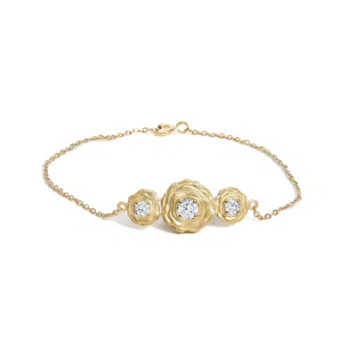 Haus Of Brilliance 14k Yellow Gold Plated Sterling Silver 1/2 Cttw Lab Grown Diamond Rose Motif Link Bracelet