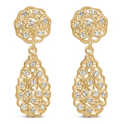 Haus Of Brilliance 14k Yellow Gold Plated Sterling Silver 1/5 Cttw Diamond Teardrop Filigree Earrings