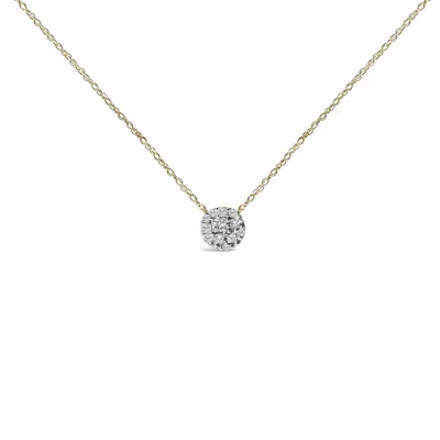 Haus Of Brilliance 14k Yellow Gold Plated Sterling Silver 3/8 Cttw Diamond Cluster Pendant Necklace