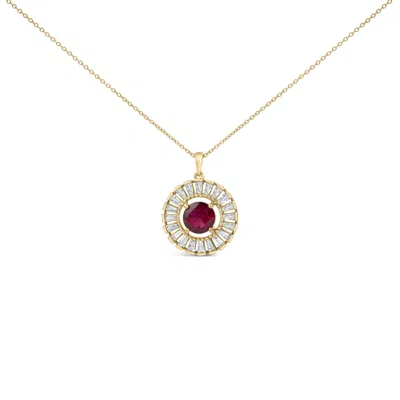 Haus Of Brilliance 14k Yellow Gold Plated Sterling Silver Created Red Ruby And Diamond Medallion Pendant Necklace