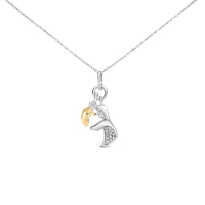 Haus Of Brilliance 14k Yellow Gold Plated Sterling Silver Diamond Accent Mom And Child Pendant Necklace In Metallic